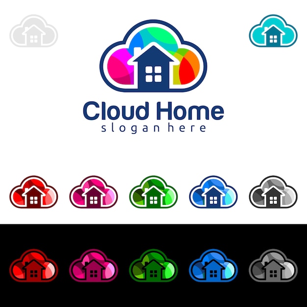nube casa vector logo diseño