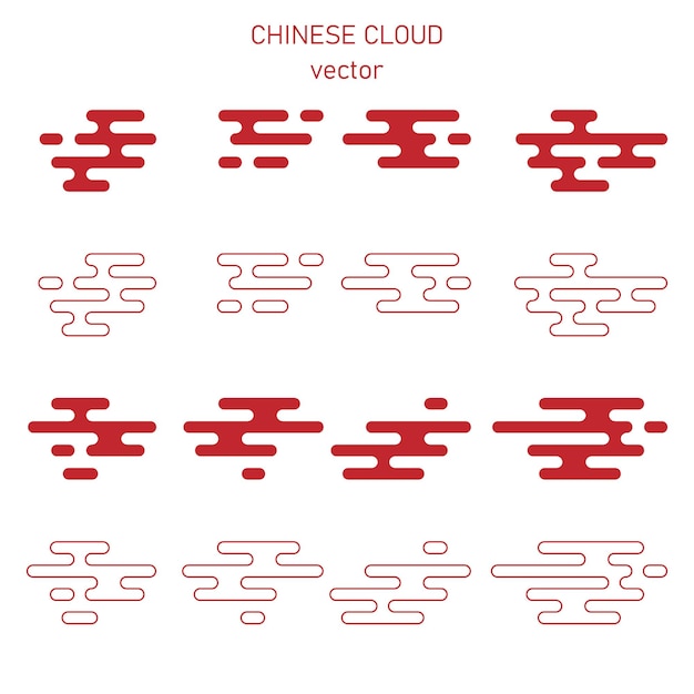 Vector nube china adornos nublados tradicionales ilustración vectorial