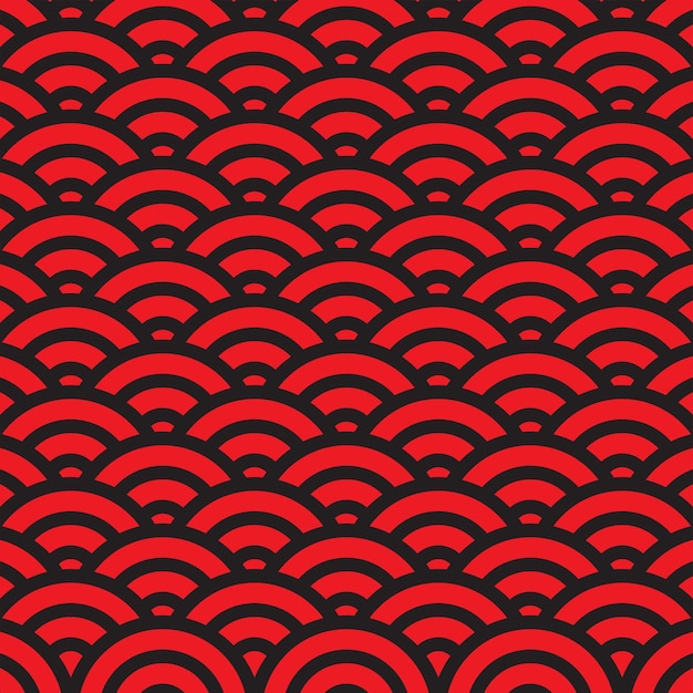 Nube china o río diseño de arte sin costura patrón vectorial gradiente oro y rojo Ilustración de