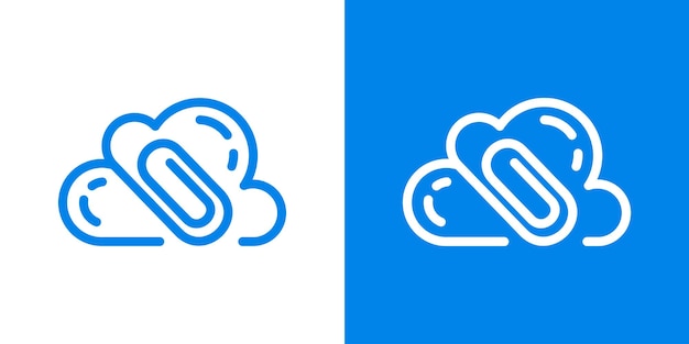 Nube y clip logo diseño línea icono vector ilustración