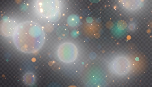 Una nube de colores brillantes de bokeh brillante resalta pequeñas partículas brillantes de Bokeh brillantes