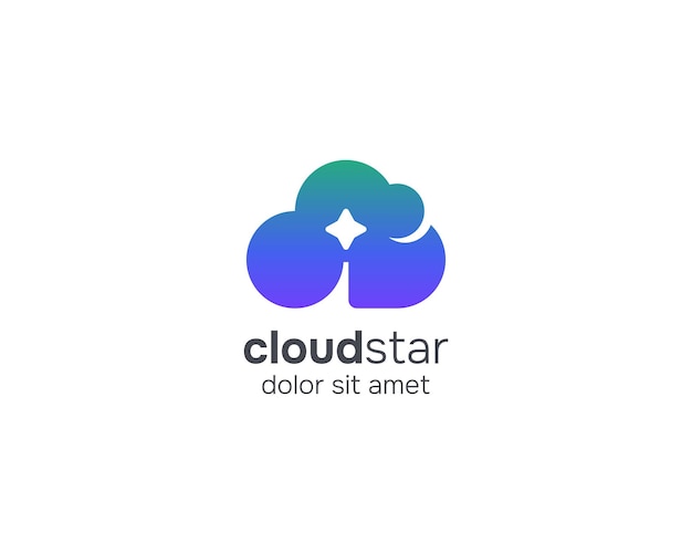 Nube de colores con el logotipo de la estrella negativa