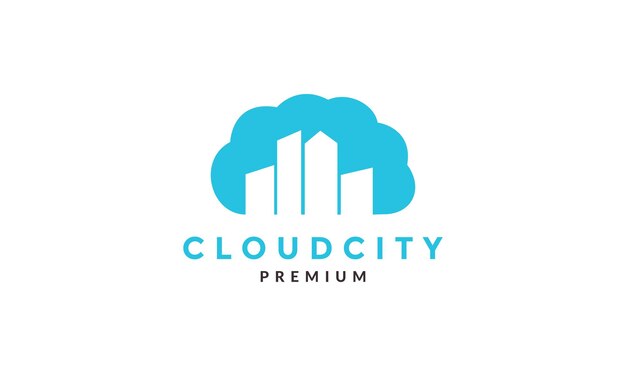 Nube colorida con rascacielos logotipo vector símbolo icono diseño gráfico ilustración