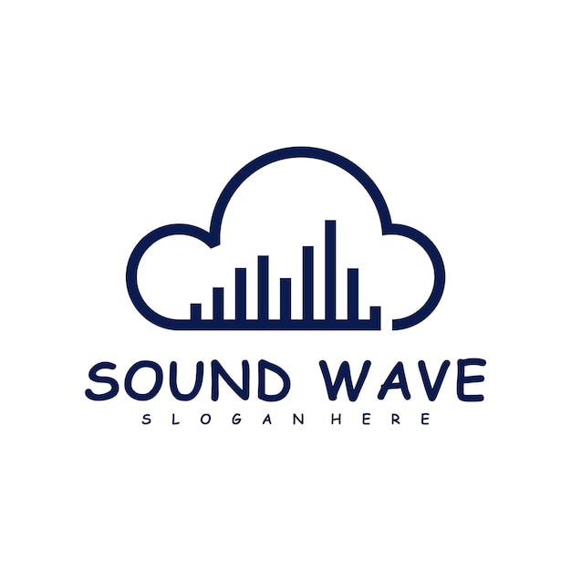 Nube con concepto de diseño de logotipo de onda de sonido vector Diseño de ilustración de onda de sonido