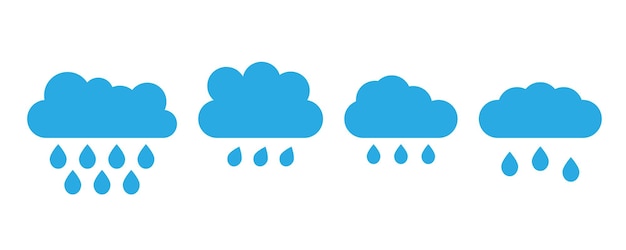 Vector nube con conjunto de iconos de gotas pronóstico del tiempo de gotas de caída ilustración de iconos planos hidratación ecológica