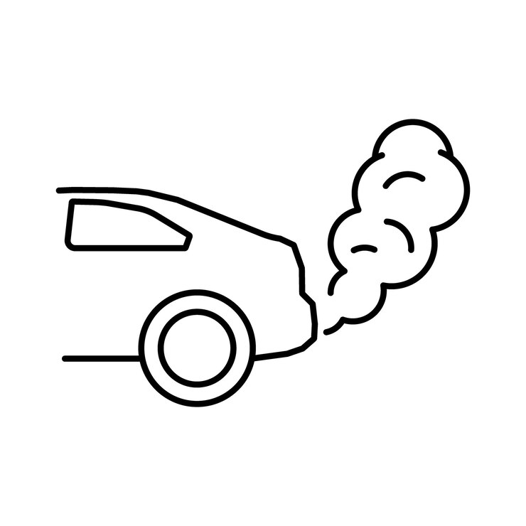 Vector nube de contaminación de escape del arte lineal del automóvil escape de gases de co 2 humos motor en ralentí detener el smog