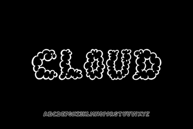 Nube decorativa Vector creativo Diseño de fuentes de alfabeto dibujado a mano