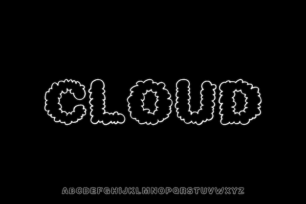 Nube decorativa Vector creativo Diseño de fuentes de alfabeto dibujado a mano