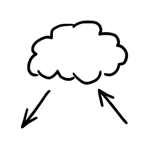 Vector nube de descarga del servidor de datos doodle