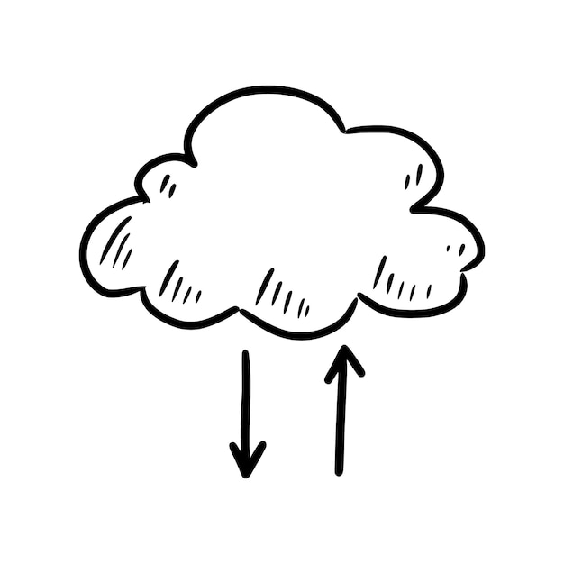 Vector nube de descarga del servidor de datos doodle