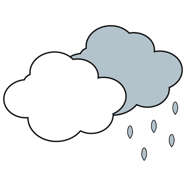 Vector una nube de dibujos animados con gotas de lluvia