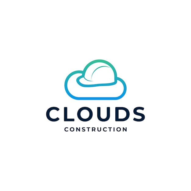 Nube con diseño de logotipo de gorra de sombrero de construcción Inspiración
