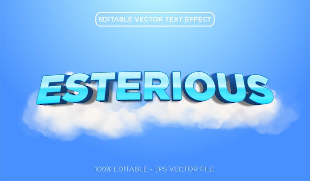 Vector nube de efecto de texto azul