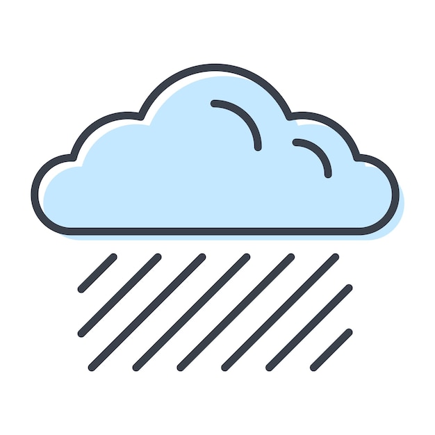 Nube con elemento de diseño de clima de icono plano aislado de vector de lluvia