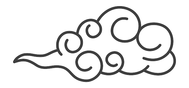 Nube en estilo chino tradicional. Elemento festivo de vacaciones aislado sobre fondo blanco.