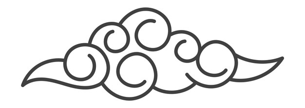 Nube en estilo de línea chino. Elemento de patrón decorativo. Ilustración vectorial