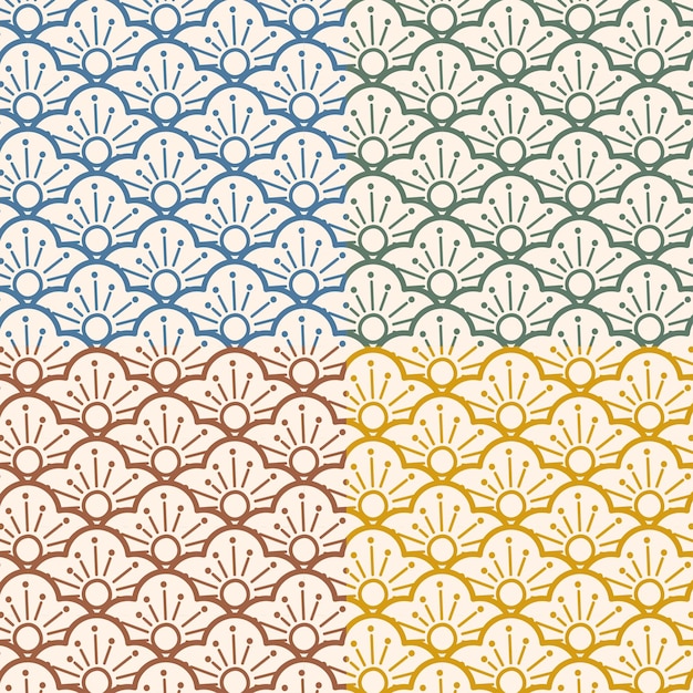 Nube geométrica en estilo japonés Patrón Vector Ilustración
