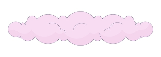 Nube hinchada objeto de dibujos animados lineal 2D nube de cúmulo elemento vectorial de línea aislado fondo blanco Cumulonimbus cielo nublado pronóstico del tiempo cielo paisaje de nubes color punto plano ilustración