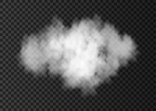 Nube de humo aislada sobre fondo transparente. efecto especial de explosión de vapor. textura de niebla o niebla de fuego de vector realista.