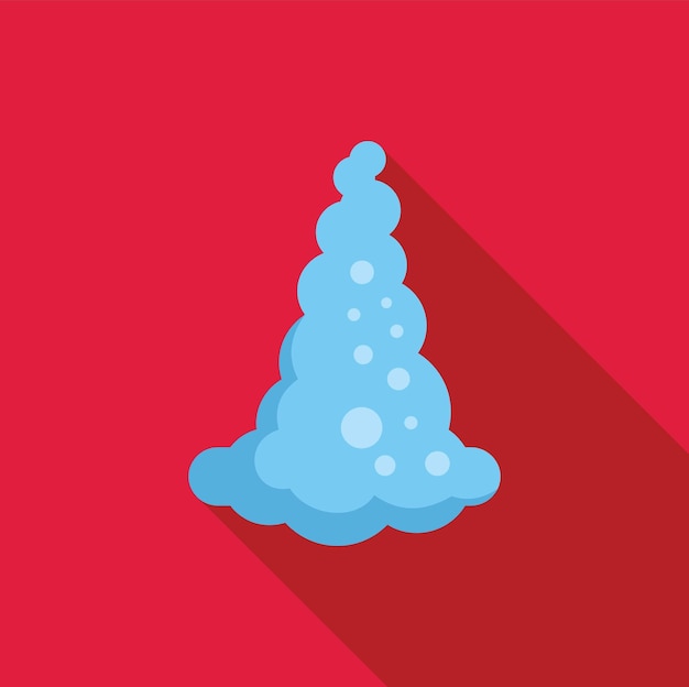 Nube de humo azul que se eleva icono meteorológico abstracto con larga sombra en fondo rojo