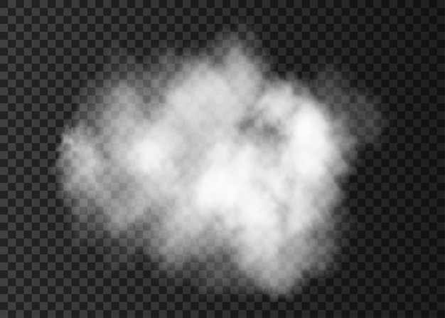 Vector nube de humo blanco transparente. efecto especial de explosión de vapor. textura de niebla o niebla de fuego de vector realista.