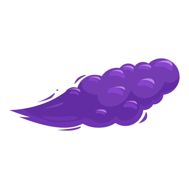 La nube de humo de dibujos animados púrpura está flotando y dejando un rastro