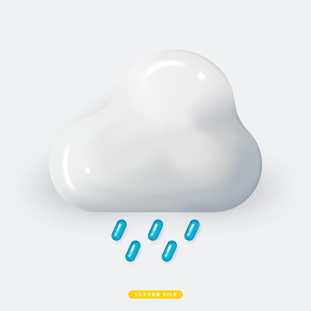 Nube con lluvia icono de clima realista 3d ilustración vectorial aislada diseño de icono 3d realista para aplicación móvil y sitio web