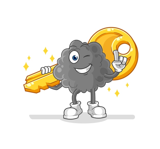 La nube negra lleva el vector de dibujos animados de la mascota clave