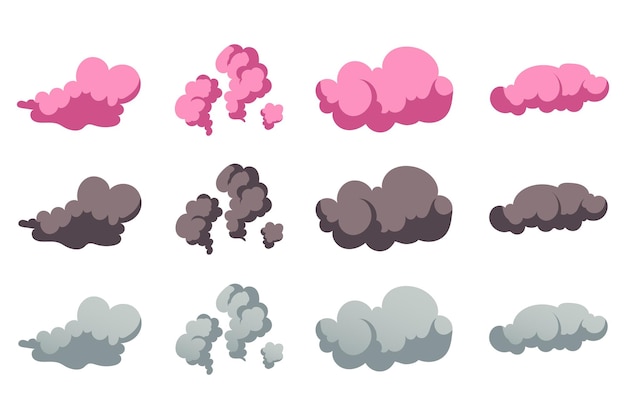 Vector nube de olor mal olor mal olor axila aislada conjunto plano ilustración de diseño gráfico