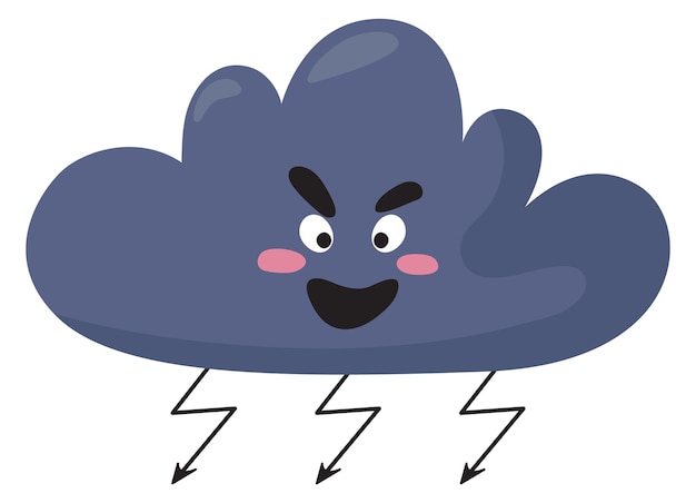 Nube oscura enojada con signo de trueno emoji del tiempo