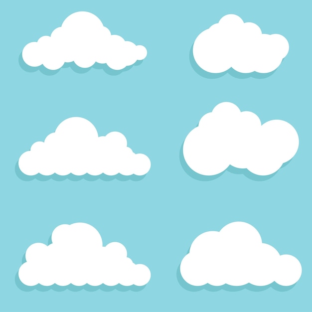 nube plana blanca forma de nube de dibujos animados en el cielo azul