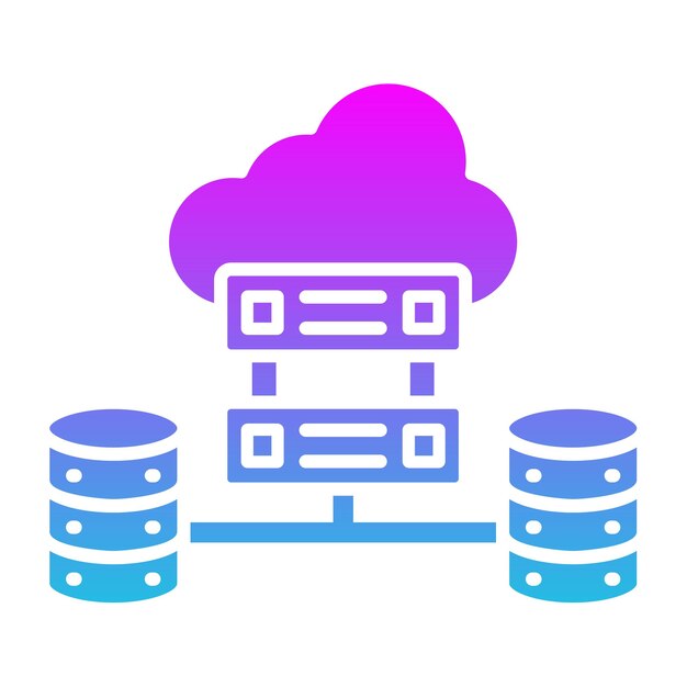 una nube púrpura con un logotipo azul y púrpura en él