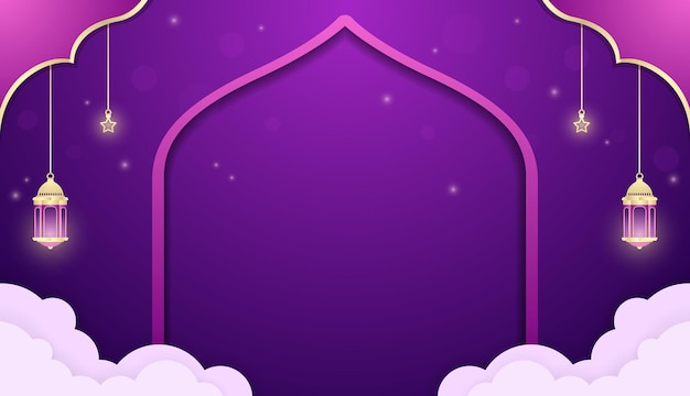 nube púrpura vacío diseño de fondo de ramadán eid