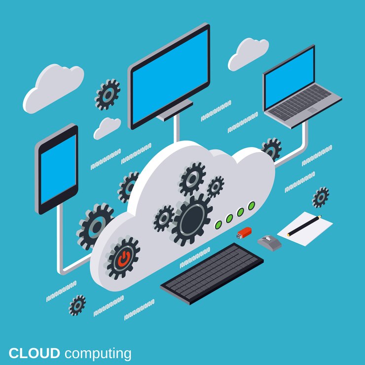 Vector nube que computa el ejemplo isométrico plano del concepto del vector