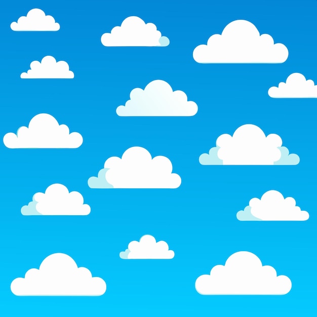 Nube Resumen blanco nublado conjunto aislado sobre fondo azul Ilustración vectorial