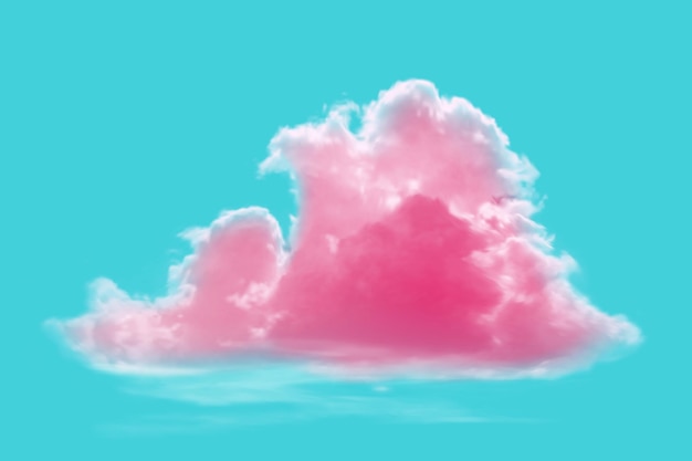 Vector nube rosa realista sobre un fondo azul ilustración vectorial