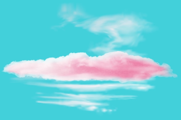 Nube rosa realista sobre un fondo azul Ilustración vectorial
