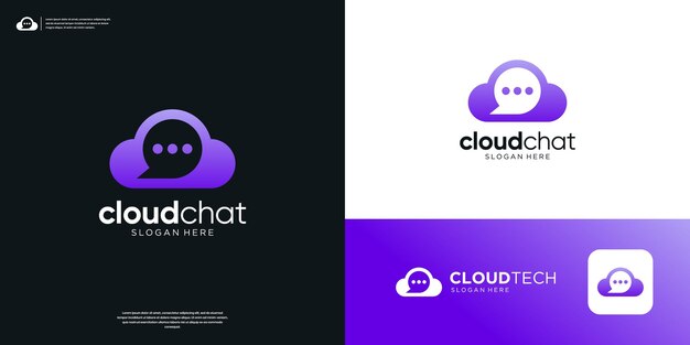 Nube simple con símbolo de chat de conversación para diseño de logotipo de consultoría de negocios