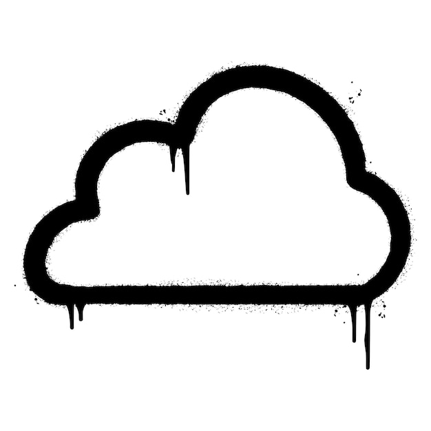 Nube de spray de graffiti con spray en negro sobre blanco. ilustración vectorial.