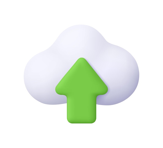 Nube con verde subir y descargar flecha almacenamiento en nube icono vectorial 3d estilo minimalista de dibujos animados