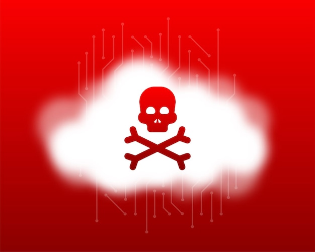 Nube de virus buscando virus icono de microbio seguridad cibernética