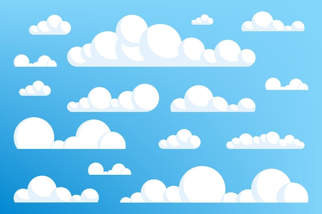 Nubeado en un fondo azul Cielo azul y nubes blancas Elementos meteorológicos de la naturaleza Ilustración de stock plano vectorial Ilustración vectorial