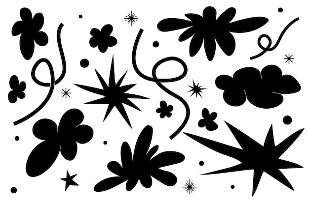 Nubes abstractas y formas de flores paquete de pegatinas Groovy retro de moda de los años 90 estilo de dibujos animados de los años 00