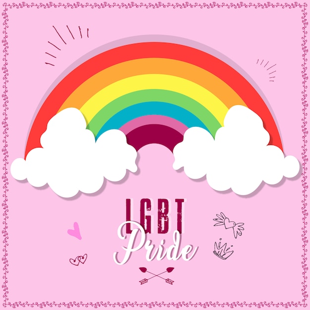 Nubes y arco iris Fondo de vector de orgullo LGBT