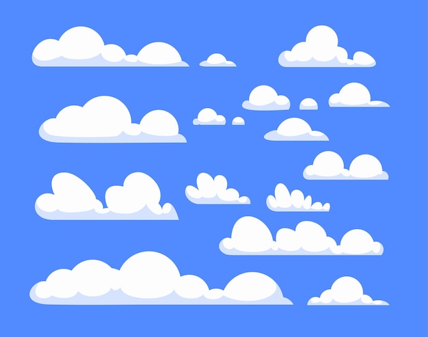 Las nubes blancas establecen dibujos animados de cielo azul para el paisaje