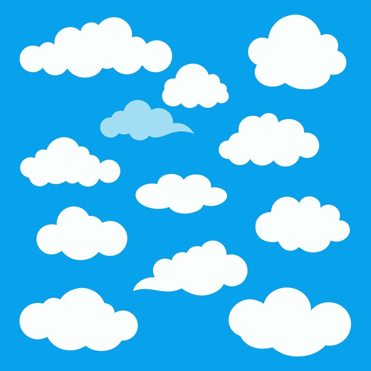 Vector nubes blancas limpias y simples ilustraciones minimalistas de nubes blancas