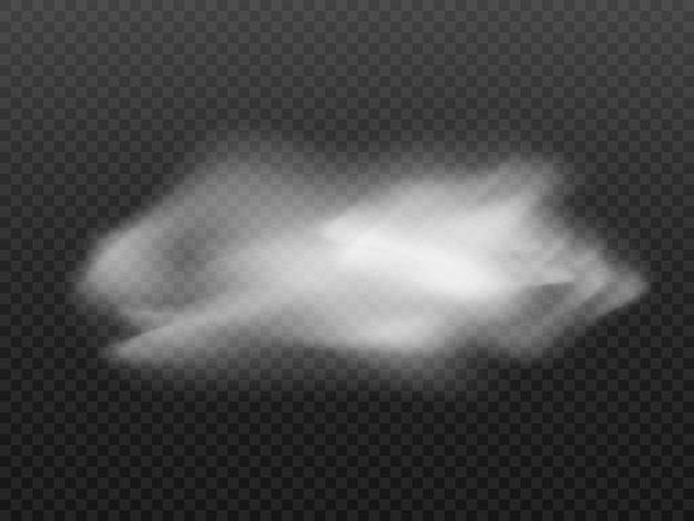Nubes blancas o niebla sobre un fondo transparente Ilustración del vector de humo