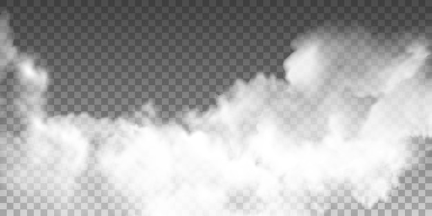 Nubes blancas realistas, niebla, smog y efectos especiales transparentes