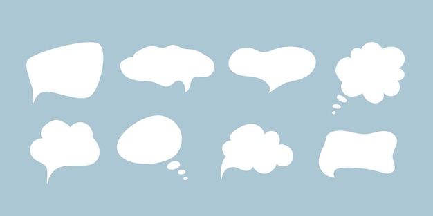 Nubes de burbujas de habla conjunto de cajas de mensajes bonitas colección de doodle icono de comunicación marco de citas blanco