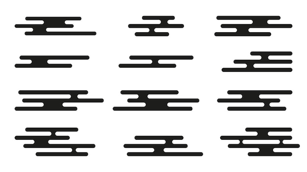nubes chinas japonesas nubes asiáticas japonesas decoración de estilo oriental motivo abstracto simple negro elementos gráficos geométricos fondo vectorial